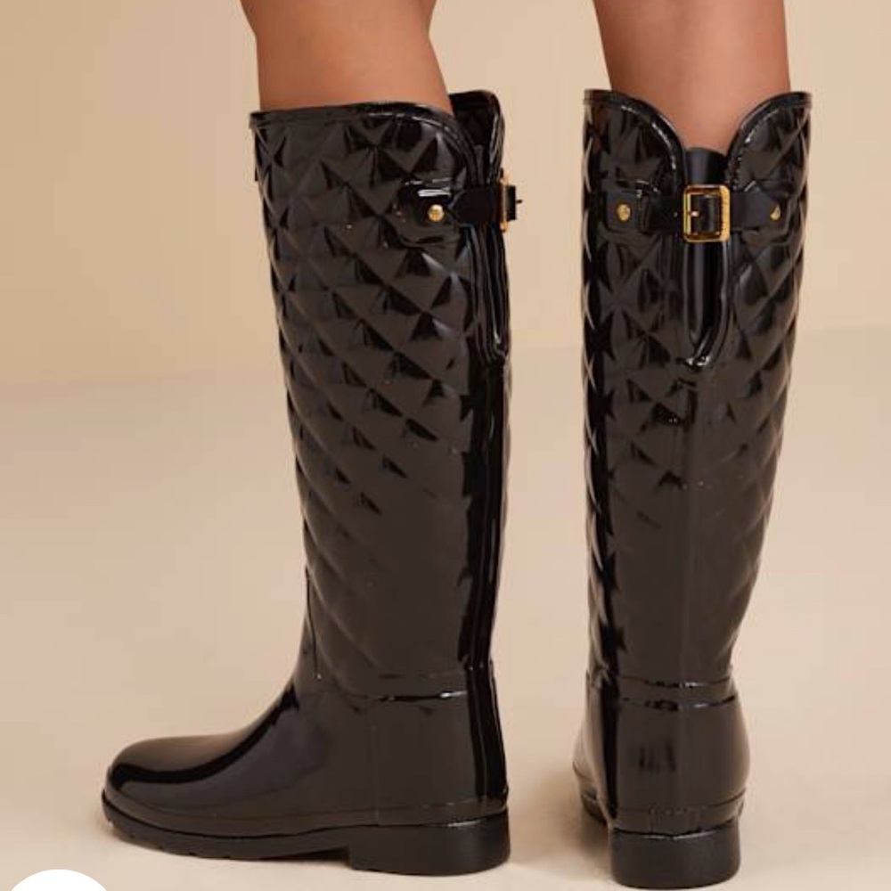 NEW Black Quilted Tall Rain Boots by Hunter - US 9